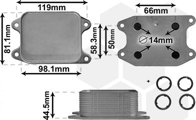 Van Wezel 58013703 - Eļļas radiators, Motoreļļa ps1.lv