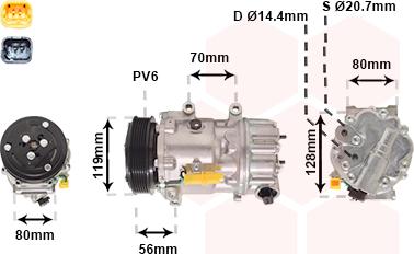 Van Wezel 0900K256 - Kompresors, Gaisa kond. sistēma ps1.lv