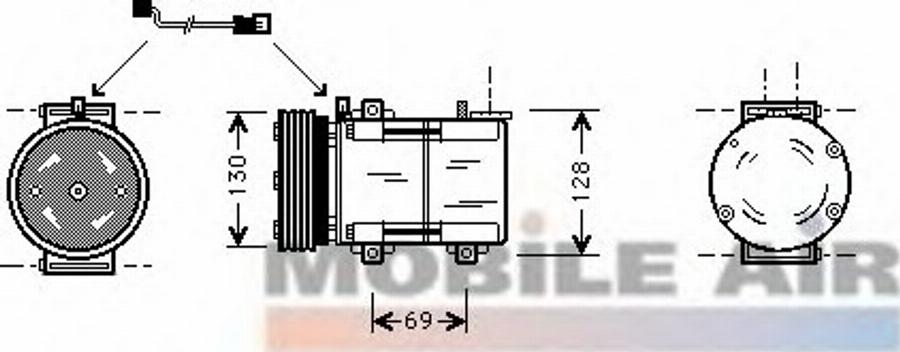 Van Wezel 1800K290 - Elektromagnētiskais sajūgs, Gaisa kond. kompresors ps1.lv