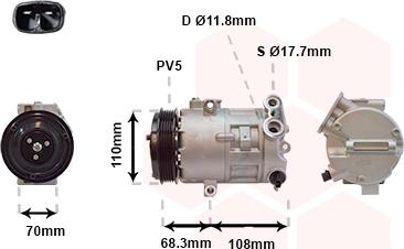 Van Wezel 3700K418 - Kompresors, Gaisa kond. sistēma ps1.lv