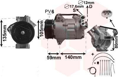 Van Wezel 3700K437 - Kompresors, Gaisa kond. sistēma ps1.lv