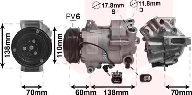 Van Wezel 3700K607 - Kompresors, Gaisa kond. sistēma ps1.lv