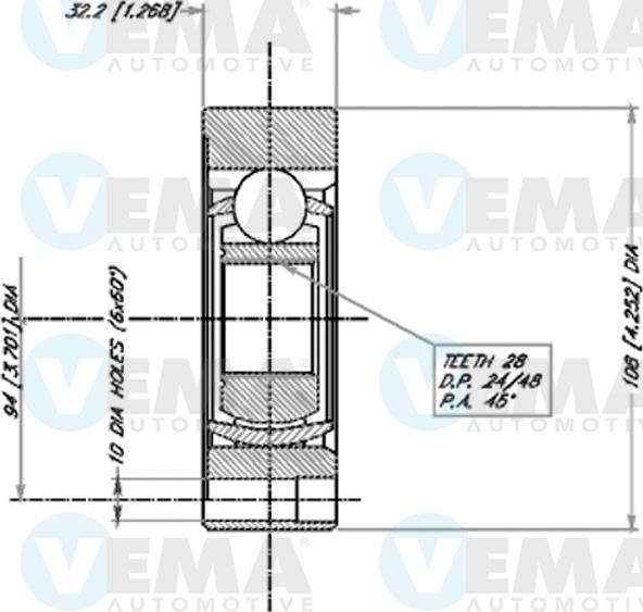 VEMA 18384 - Šarnīru komplekts, Piedziņas vārpsta ps1.lv