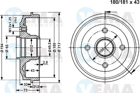 VEMA 800998 - Bremžu trumulis ps1.lv