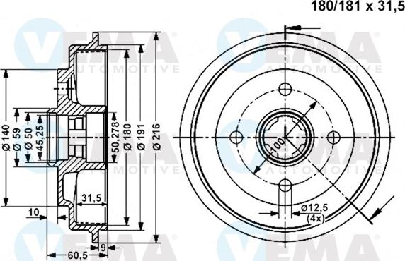 VEMA 801032 - Bremžu trumulis ps1.lv