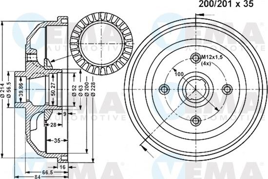 VEMA 801169 - Bremžu trumulis ps1.lv