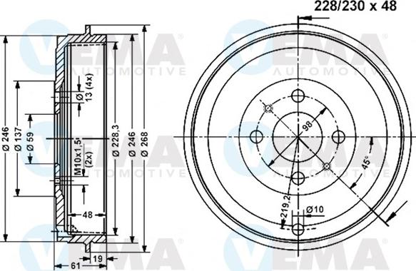 VEMA 801178 - Bremžu trumulis ps1.lv