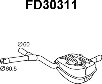 Veneporte FD30311 - Izplūdes gāzu trokšņa slāpētājs (pēdējais) ps1.lv