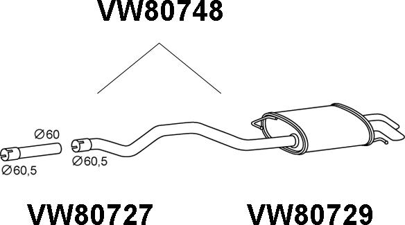 Veneporte VW80748 - Izplūdes gāzu trokšņa slāpētājs (pēdējais) ps1.lv