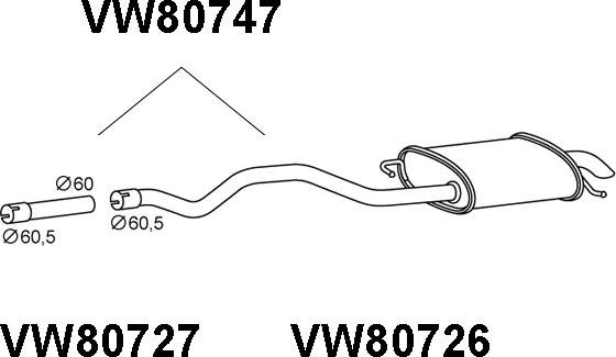 Veneporte VW80747 - Izplūdes gāzu trokšņa slāpētājs (pēdējais) ps1.lv