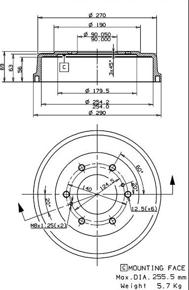 Villar 627.0090 - Bremžu trumulis ps1.lv