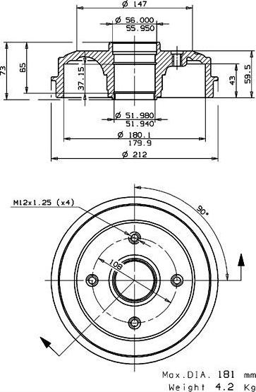 Villar 627.0041 - Bremžu trumulis ps1.lv