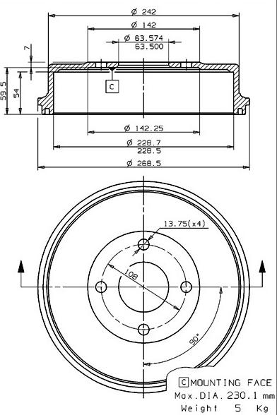 Villar 627.0063 - Bremžu trumulis ps1.lv