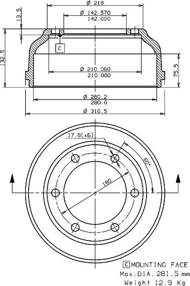 Villar 627.0087 - Bremžu trumulis ps1.lv