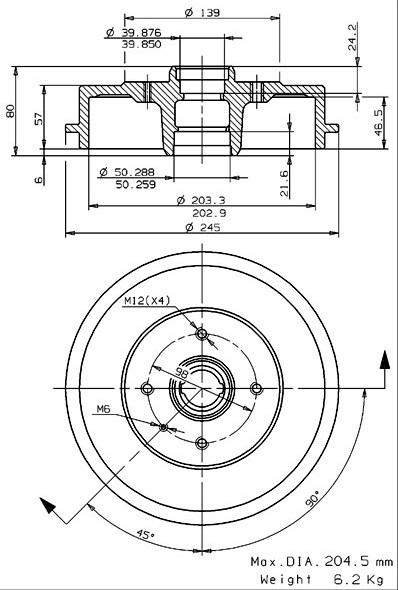 Villar 627.0250 - Bremžu trumulis ps1.lv