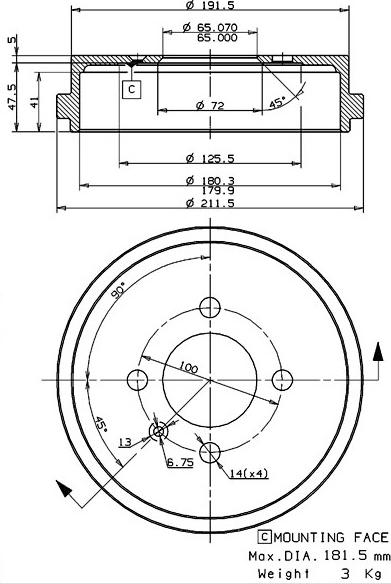 Villar 627.0272 - Bremžu trumulis ps1.lv