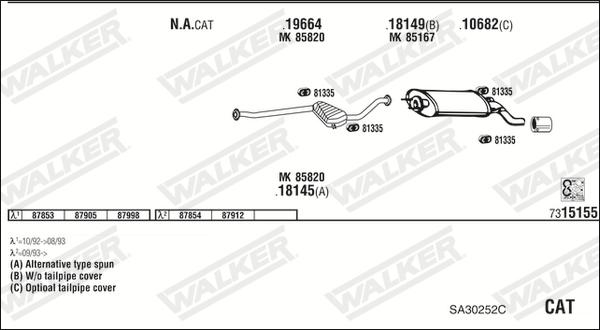 Walker SA30252C - Izplūdes gāzu sistēma ps1.lv