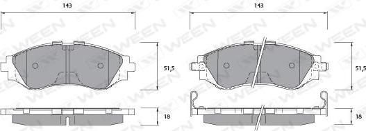 Ween 151-1194 - Bremžu uzliku kompl., Disku bremzes ps1.lv