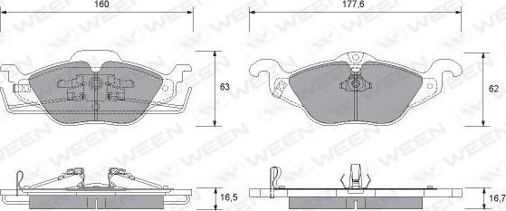 Ween 151-1308 - Bremžu uzliku kompl., Disku bremzes ps1.lv