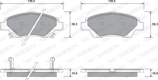 Ween 151-2568 - Bremžu uzliku kompl., Disku bremzes ps1.lv