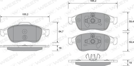 Ween 151-2697 - Bremžu uzliku kompl., Disku bremzes ps1.lv