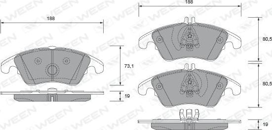 Ween 151-2665 - Bremžu uzliku kompl., Disku bremzes ps1.lv