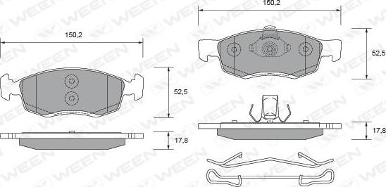 Ween 151-2673 - Bremžu uzliku kompl., Disku bremzes ps1.lv