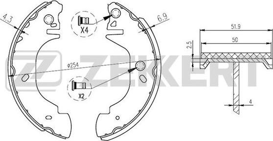 Zekkert BK-4290 - Bremžu loku komplekts ps1.lv