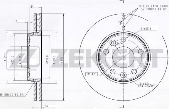 Zekkert BS-5001 - Bremžu diski ps1.lv