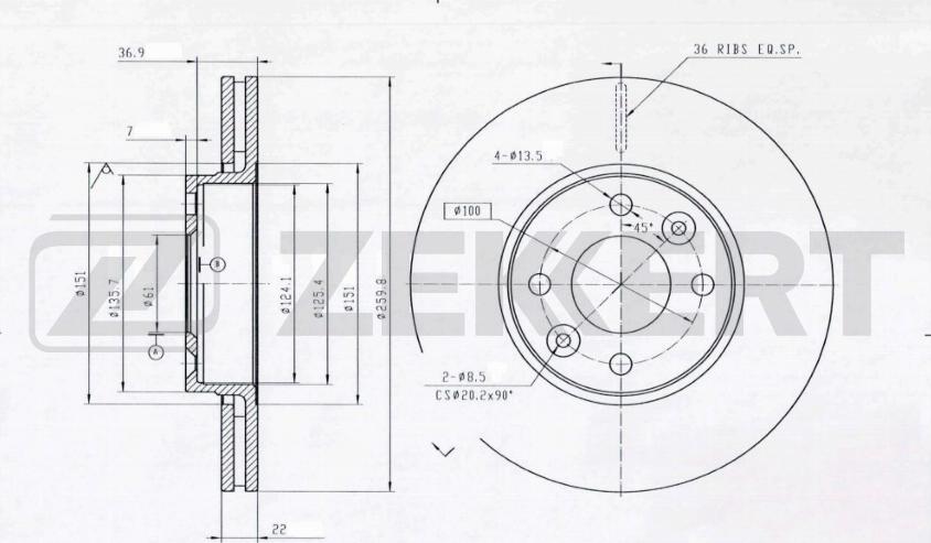 Zekkert BS-5231B - Bremžu diski ps1.lv