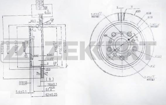 Zekkert BS-6085 - Bremžu diski ps1.lv