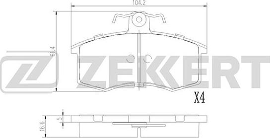 Zekkert BS-1927 - Bremžu uzliku kompl., Disku bremzes ps1.lv