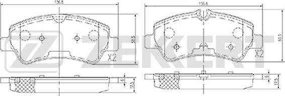 Zekkert BS-1566 - Bremžu uzliku kompl., Disku bremzes ps1.lv