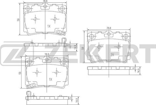 Zekkert BS-1637 - Bremžu uzliku kompl., Disku bremzes ps1.lv