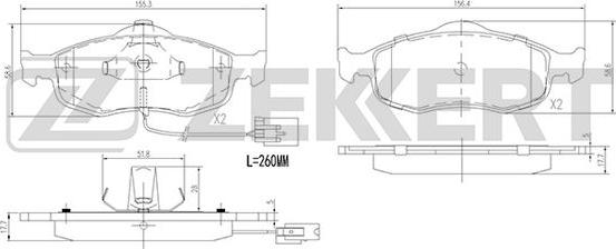 Zekkert BS-1620 - Bremžu uzliku kompl., Disku bremzes ps1.lv