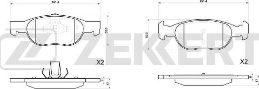 Zekkert BS-1045 - Bremžu uzliku kompl., Disku bremzes ps1.lv