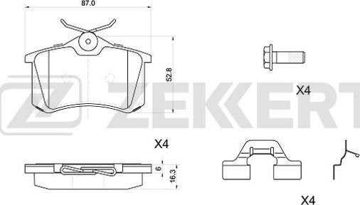 Zekkert BS-1040 - Bremžu uzliku kompl., Disku bremzes ps1.lv