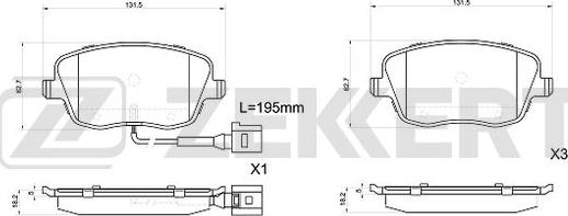 Zekkert BS-1043 - Bremžu uzliku kompl., Disku bremzes ps1.lv