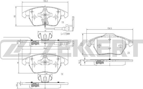 Zekkert BS-1141 - Bremžu uzliku kompl., Disku bremzes ps1.lv