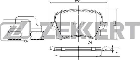 Zekkert BS-1168 - Bremžu uzliku kompl., Disku bremzes ps1.lv