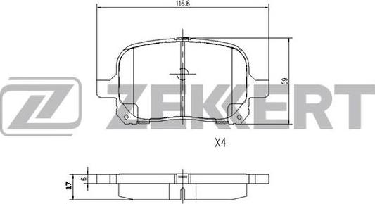 Zekkert BS-1116 - Bremžu uzliku kompl., Disku bremzes ps1.lv