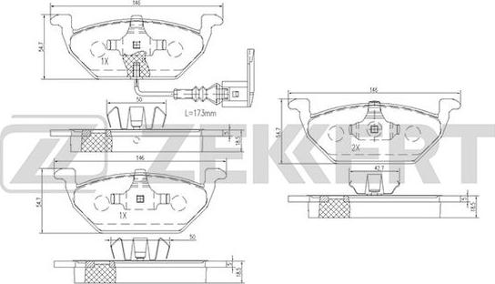 Zekkert BS-1138 - Bremžu uzliku kompl., Disku bremzes ps1.lv