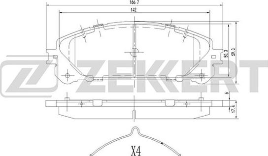 Zekkert BS-1872 - Bremžu uzliku kompl., Disku bremzes ps1.lv