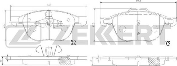 Zekkert BS-1364 - Bremžu uzliku kompl., Disku bremzes ps1.lv