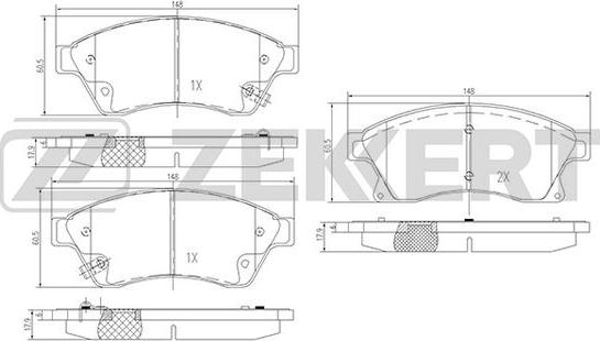 Zekkert BS-1301 - Bremžu uzliku kompl., Disku bremzes ps1.lv