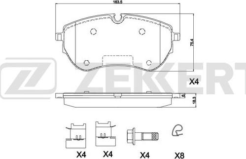 Zekkert BS-1307 - Bremžu uzliku kompl., Disku bremzes ps1.lv