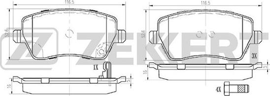 Zekkert BS-1248 - Bremžu uzliku kompl., Disku bremzes ps1.lv