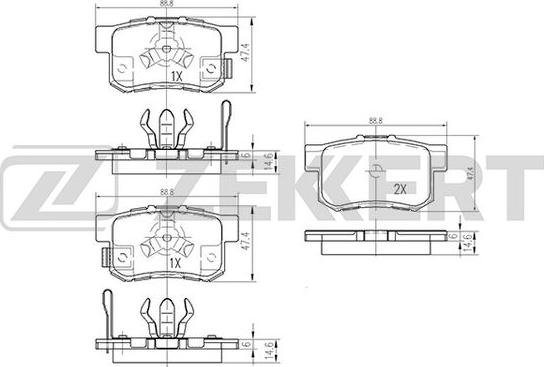 Zekkert BS-1258 - Bremžu uzliku kompl., Disku bremzes ps1.lv