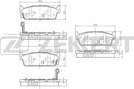 Zekkert BS-1262 - Bremžu uzliku kompl., Disku bremzes ps1.lv