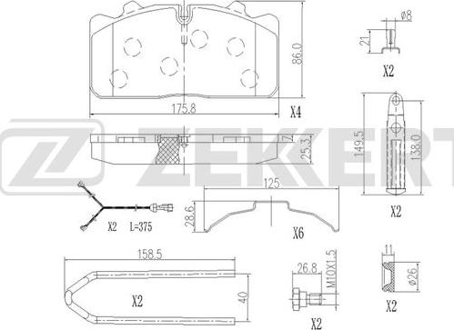 Zekkert BS-1283 - Bremžu uzliku kompl., Disku bremzes ps1.lv